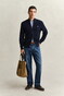 Gant Solid Color Micro Textured Cotton Zip Vest Avond Blauw