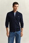 Gant Solid Color Micro Textured Cotton Zip Vest Avond Blauw
