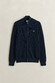 Gant Solid Color Micro Textured Cotton Zip Vest Avond Blauw