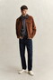 Gant Solid Color Micro Textured Cotton Zip Vest Dark Grey Melange