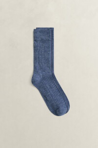 Gant Solid Color Rib Socks Navy Melange