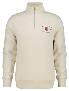 Gant Solid Color Sweat Small Shield Graphic Half Zip Trui Creamed White