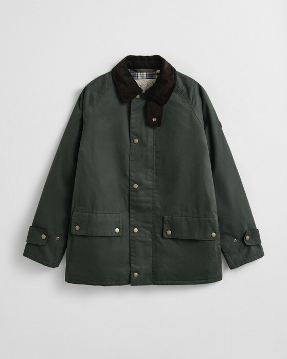 Gant Solid Color Waxed Barn Jacket Woody Green