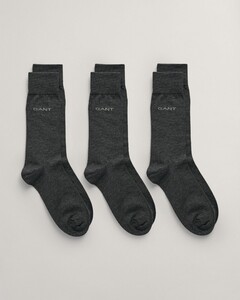 Gant Solid Mercerized Cotton Subtle Logo Sokken Antraciet