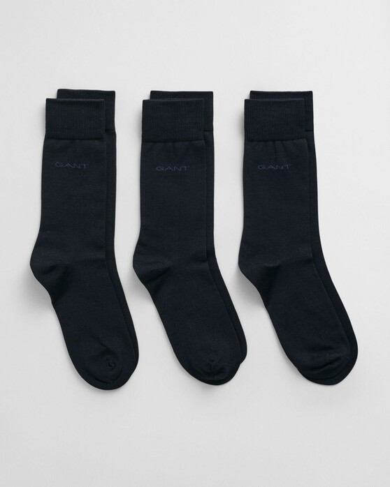 Gant Solid Mercerized Cotton Subtle Logo Sokken Marine