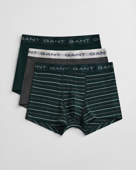 Gant Striped And Solid Trunk 3Pack Gift Box Underwear Tartan Green