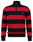 Gant Striped Cotton Cable Knit Half Zip Trui Ruby Red
