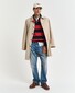 Gant Striped Cotton Cable Knit Half Zip Trui Ruby Red