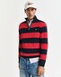 Gant Striped Cotton Cable Knit Half Zip Trui Ruby Red