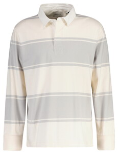Gant Striped Rugger Polo Collar Pullover Heather Grey