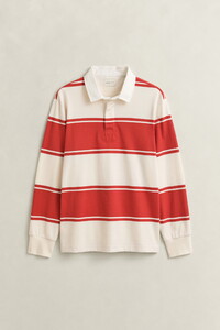 Gant Striped Rugger Polo Collar Pullover Maple Fire