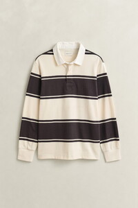 Gant Striped Rugger Polo Collar Trui Charred Wood Brown