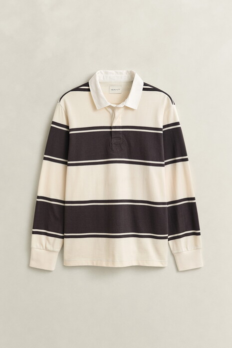 Gant Striped Rugger Polo Collar Trui Charred Wood Brown