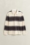 Gant Striped Rugger Polo Collar Trui Charred Wood Brown