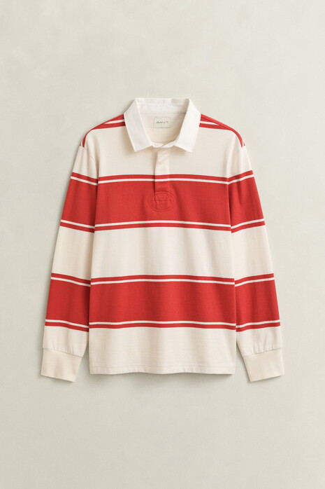 Gant Striped Rugger Polo Collar Trui Maple Fire