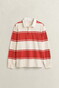 Gant Striped Rugger Polo Collar Trui Maple Fire