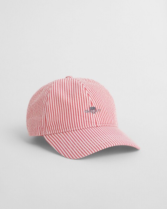 Gant Striped Seersucker Cotton Cap Ruby Red
