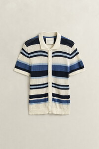 Gant Striped Texture Polo Shirt Vintage Blue