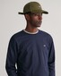 Gant Subtle Logo Embroidery Long Sleeve Round Neck T-Shirt Avond Blauw