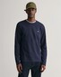 Gant Subtle Logo Embroidery Long Sleeve Round Neck T-Shirt Avond Blauw
