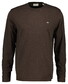 Gant Subtle Logo Embroidery Long Sleeve Round Neck T-Shirt Black-Brown Melange