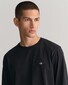 Gant Subtle Logo Embroidery Long Sleeve Round Neck T-Shirt Zwart