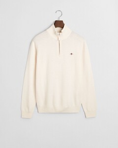 Gant Superfijne Lamswol Half-Zip Trui Cream