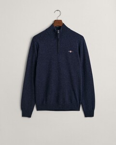 Gant Superfijne Lamswol Half-Zip Trui Dark Navy Melange