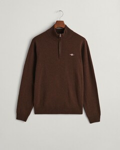 Gant Superfijne Lamswol Half-Zip Trui Donker Bruin