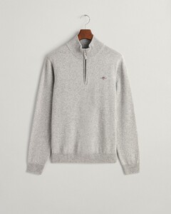 Gant Superfijne Lamswol Half-Zip Trui Grijs Melange