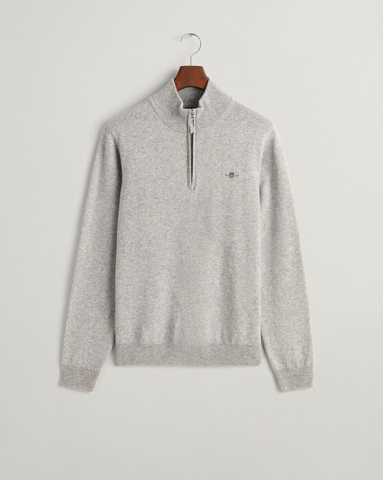 Gant Superfijne Lamswol Half-Zip Trui Grijs Melange