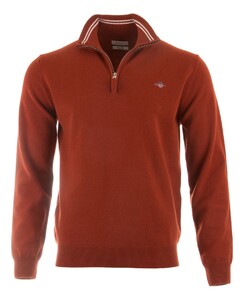 Gant Superfijne Lamswol Half-Zip Trui Iron Red