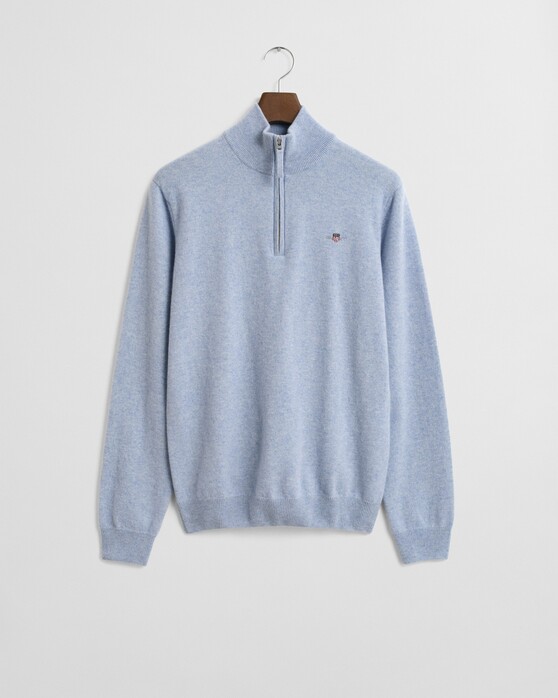Gant Superfijne Lamswol Half-Zip Trui Light Blue Melange