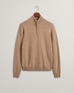Gant Superfijne Lamswol Half-Zip Trui Zand Melange