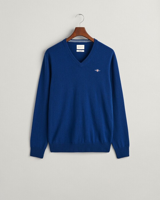 Gant Superfijne Lamswol V-Hals Trui College Blue