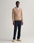 Gant Superfijne Lamswol V-Hals Trui Dark Sand Melange
