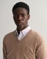Gant Superfijne Lamswol V-Hals Trui Dark Sand Melange