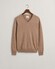 Gant Superfijne Lamswol V-Hals Trui Dark Sand Melange