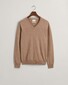 Gant Superfijne Lamswol V-Hals Trui Dark Sand Melange