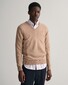 Gant Superfijne Lamswol V-Hals Trui Dark Sand Melange