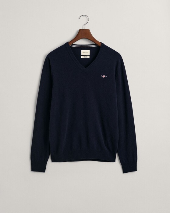 Gant Superfijne Lamswol V-Hals Trui Marine