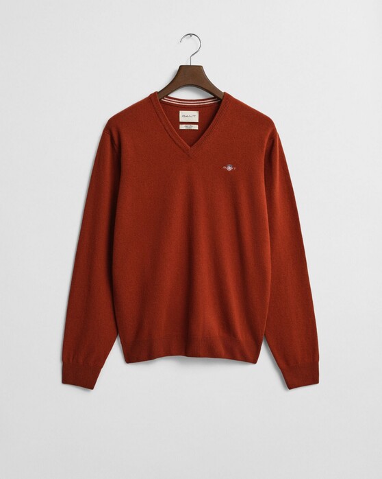 Gant Superfijne Lamswol V-Hals Trui Modern Rust