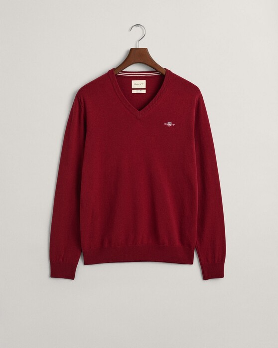 Gant Superfijne Lamswol V-Hals Trui Port Red