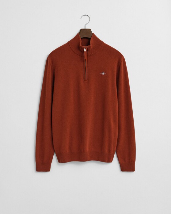 Gant Superfine Lambswool Half-Zip Pullover Modern Rust