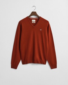 Gant Superfine Lambswool V-Neck Pullover Modern Rust