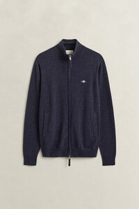 Gant Superfine Lambswool Zip Cardigan Dark Navy Melange