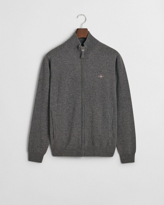 Gant Superfine Lambswool Zip Cardigan Vest Antraciet