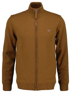 Gant Superfine Lambswool Zip Cardigan Vest Caramel Brown