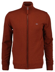 Gant Superfine Lambswool Zip Cardigan Vest Copperwood