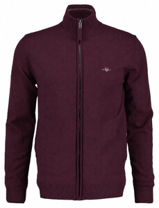 Gant Superfine Lambswool Zip Cardigan Vest Darkened Wine